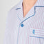 1529 - Long Striped Poplin Lapel Men's Pajama - Light Blue Red
