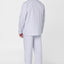1529 - Long Striped Poplin Lapel Men's Pajama - Light Blue Red