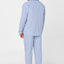 Men's Long Plaid Poplin Lapel Pajamas - Blue 1532_38