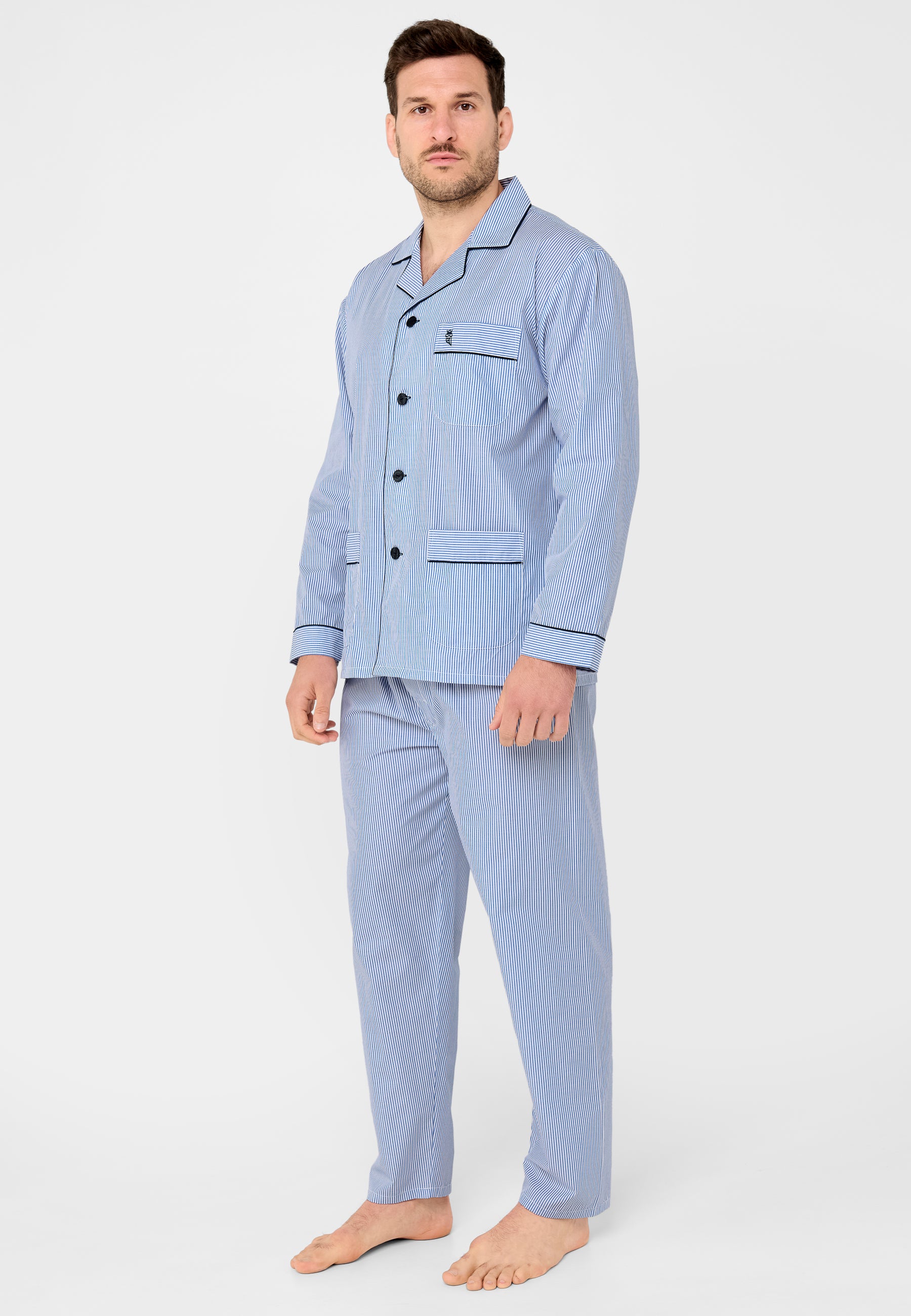 Pijama De Cuadros Para Hombre - 100% Algodón, Talla S, Azul Marino - Cómodo Y Elegante Para Dormir