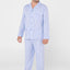 2708 - Long Premium Men's Pajama Bamboo Plaid Lapel - Blue
