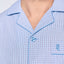 Premium langer Herren-Pyjama mit kariertem Popeline-Überschlag – Blau 2711_30