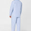 Premium langer Herren-Pyjama mit kariertem Popeline-Überschlag – Blau 2711_30