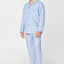 Premium Long Men's Pajamas with Printed Poplin Flap - Blue 2712_33