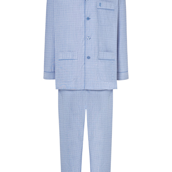 Pigiama Taglie Forti Pigiama Uomo Classico In Cotone Popeline - Giacca Con Bottoni E Pantaloni Lunghi, Taglie Forti Pigiama Classico Popeline - 6