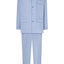 Pijama Hombre Largo Popelín Entretiempo Premium "The Gentlemen's Choice" Cuello Solapa popelín Azul estampado cuadritos azules y blancos