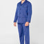 2713 - Long Premium Men's Pajamas with Printed Poplin Lapel - Blue