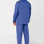 2713 - Long Premium Men's Pajamas with Printed Poplin Lapel - Blue
