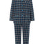Pijama Hombre Largo Premium Tela Solapa Franela Invierno Cuadros Azul Naranja