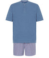 Pijama Hombre Verano Corto Tapeta Algodón Punto Liso Tela Cuadros - Azul 3603_30 - Talla 6 (XXL) / Azul / 90% algodón 10% viscosa