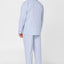 2982 - Men's Pajama Long Lapel Poplin Checks - Light Blue
