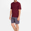 3605 - Men's Short Plaid Plaid Plain Knitted Pajamas - Garnet