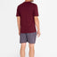 3605 - Men's Short Plaid Plaid Plain Knitted Pajamas - Garnet