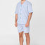 4528 - Men's Pajama Short Judo Poplin Checks - Light Blue