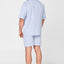 4528 - Men's Pajama Short Judo Poplin Checks - Light Blue