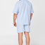 4533 - Men's Pajama Short Judo Poplin Checks - Light Blue