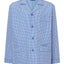 Pijama Hombre Largo Solapa Tela Popelín Cuadros Azules