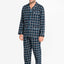 Pijama Hombre Largo Premium Tela Solapa Franela Invierno Cuadros Azul Naranja