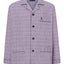 Pijama Hombre Largo Solapa Tela Popelín Cuadros Violeta