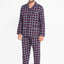 Pijama Hombre Largo Premium Tela Solapa Franela Invierno Cuadros Granate Blanco