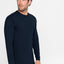 Men's Long Sleeve Plain Round Knit Pajama Shirt - Blue 7601_36