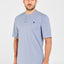 7627 - Plain Plain Plain Placket Short Sleeve T-Shirt - Light Blue