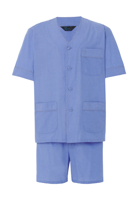 Pijama Hombre Corto Judo Popelín Fil-à-fil Azul