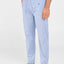 8984 - Long Checked Poplin Trousers - Light Blue