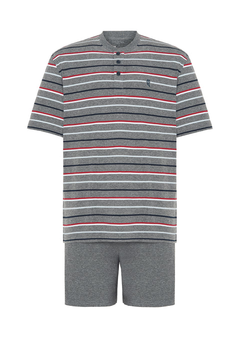 Pijama Hombre Corto Tapeta Punto Gris Navy