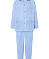 Mens Pajamas Long Lapel Satin Plain - Blue 1508_30 - Size 6 (XXL) / Blue / 60% cotton 40% polyester
