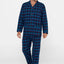 Pijama Hombre Largo Premium Tela Solapa Franela Invierno Cuadros Azul