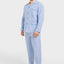 Pijama Hombre Largo Solapa Tela Popelín Rayas Azules