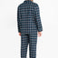 Pijama Hombre Largo Premium Tela Solapa Franela Invierno Cuadros Azul Naranja