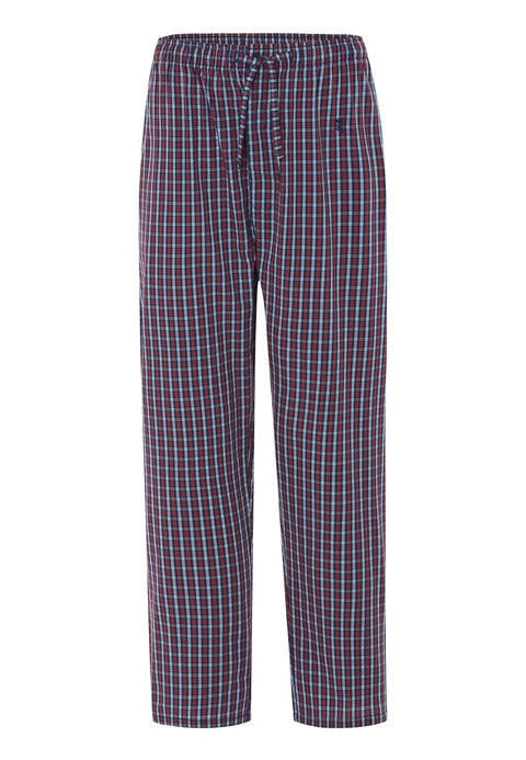 Pantalón Pijama Hombre Largo Popelín Cuadros Rojo