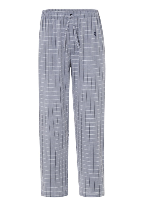 Pantalón Pijama Hombre Largo Popelín Cuadros Gris