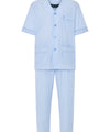 Heren Pyjama Kort Zomer/Lang Popelín Strepen - Blauw 6912_30 - Maat 4 (L) / Blauw / 60% katoen 40% polyester