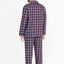 Pijama Hombre Largo Premium Tela Solapa Franela Invierno Cuadros Granate Blanco
