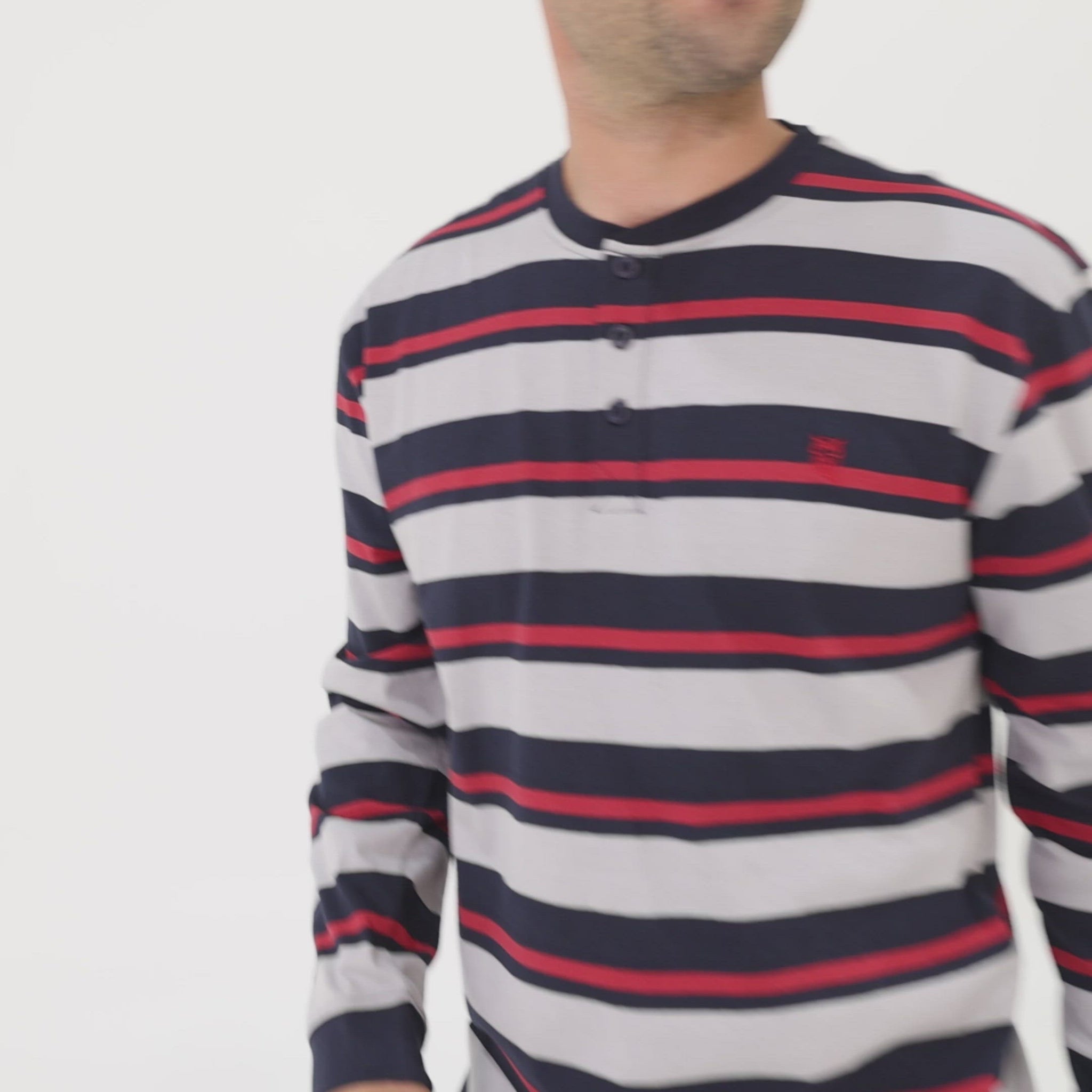 Pijama-Hombre-Largo-Tapeta-Punto-Rayas-Gris