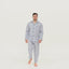 1527 - Men's Pajama Long Flap Striped Poplin - Gray