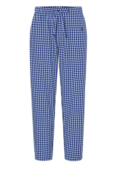 Pantalón Pijama Hombre Largo Popelín Cuadros Azul Blanco