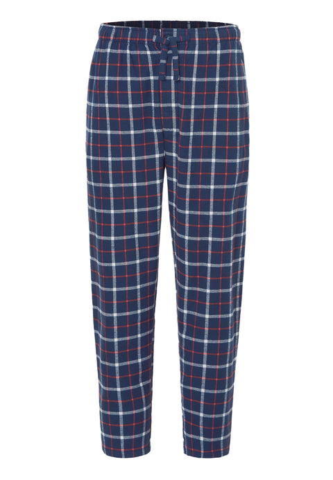 Pantalón Pijama Hombre Largo Franela Invierno Cuadros Marino