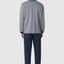55022 - Long Winter Men's Pajamas Premium Knitted Placket - Herringbone Navy