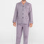 Pijama Hombre Largo Solapa Tela Popelín Cuadros Violeta
