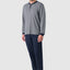 55022 - Long Winter Men's Pajamas Premium Knitted Placket - Herringbone Navy