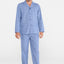 Pijama Hombre Largo Solapa Tela Popelín Cuadros Azules